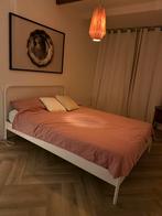 Wit bedframe met lattenbodem, Huis en Inrichting, Ophalen, Gebruikt, Hoogslaper, 140 cm