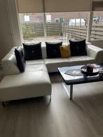 Witte lederen hoekbank, Huis en Inrichting, Ophalen of Verzenden, Zo goed als nieuw, Leer
