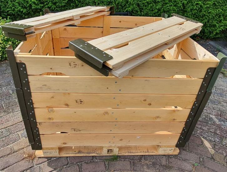 Defensie Palletbox Pallet Kuub Kisten Stapelranden Kweekbak, Doe-het-zelf en Verbouw, Kratten en Dozen, Zo goed als nieuw, Overige typen