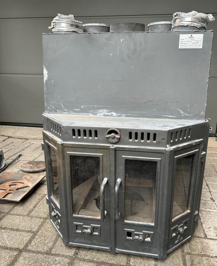 Barbas Energa 9 KW inzethaard open haard houtkachel, Huis en Inrichting, Kachels, Gebruikt, Inbouw, Houtkachel, Hout, Ophalen