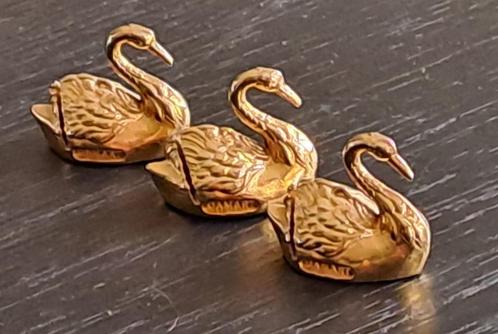 3 koperen miniatuur zwanen. Goudkleurig., Antiek en Kunst, Antiek | Koper en Brons, Koper, Ophalen of Verzenden