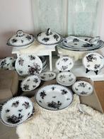 Sarregeumines Flore zwart compl antiek servies, Antiek en Kunst, Ophalen