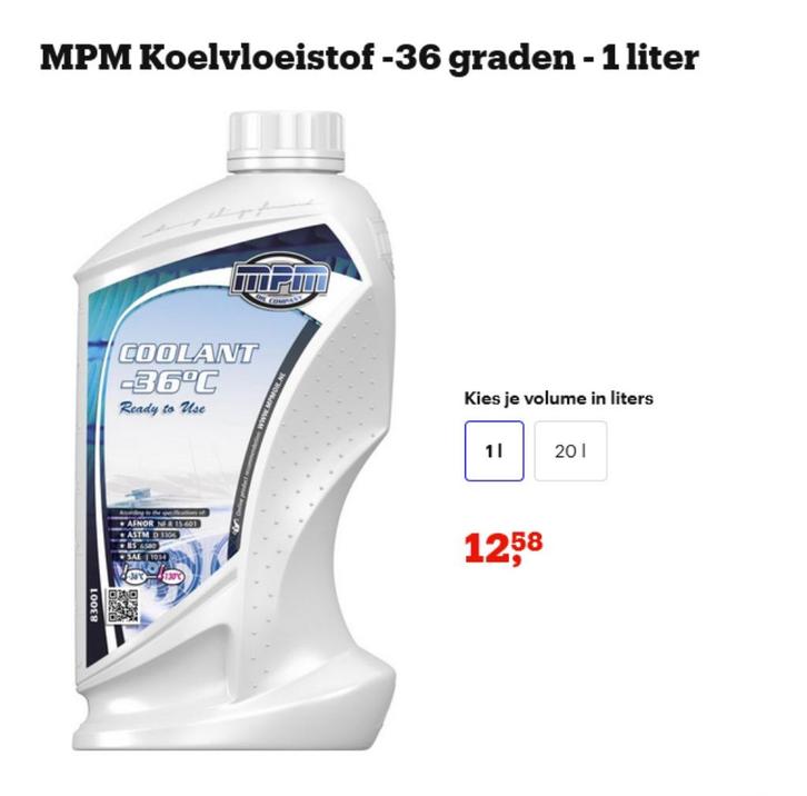 1 Liter MPM COOLANT -36 C (83001) € 6,50, Auto diversen, Onderhoudsmiddelen, Ophalen