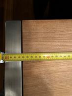 Teakhouten eethoek met 6 lederen stoelen, Huis en Inrichting, Tafels | Eettafels, Ophalen, Gebruikt, Teakhout, 50 tot 100 cm