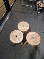 IKEA FROSTA houten kruk rond massief TOP!!, Ophalen of Verzenden, Zo goed als nieuw, Hout