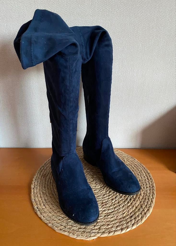 Donkerblauwe Xti overknee laarzen - Maat 39, Hoge laarzen, Blauw, Ophalen of Verzenden, Zo goed als nieuw