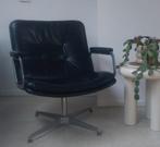 Artifort vintage draaistoel Harcourt - Zwart Leder, Huis en Inrichting, Stoelen, Ophalen, Zwart, Eén