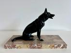 Art Deco beeld van herdershond, gesigneerd, Antiek en Kunst, Ophalen of Verzenden