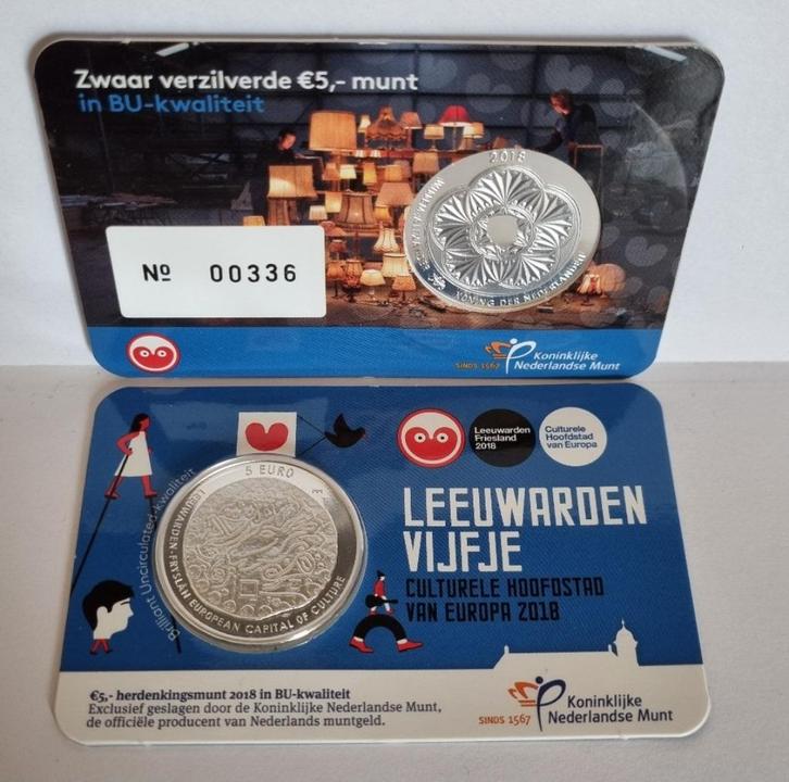 Coincard 2018 Leeuwarden Vijfje – BU kwaliteit, Postzegels en Munten, Munten | Nederland, Euro's, Ophalen of Verzenden
