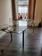 Uitschuifbare glazen eettafel - in zeer goede staat!, Ophalen, Gebruikt, 50 tot 100 cm, Glas
