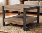Bijzettafel van hout & staal – industrieel design, Ophalen, Vierkant, Nieuw, 55 tot 75 cm