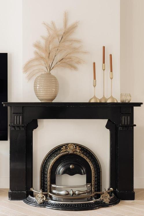 Sfeervol decoratief vintage gietijzeren voorzetkacheltje, Huis en Inrichting, Kachels, Gebruikt, Vrijstaand, Overige soorten, Overige brandstoffen