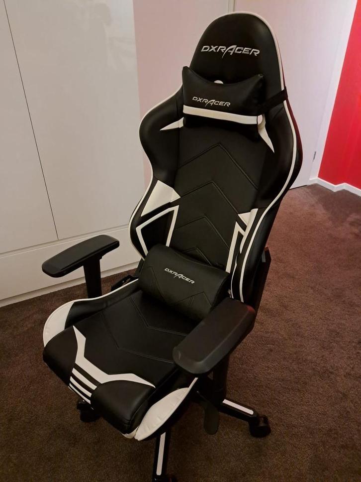 DXRacer Racing Pro Gamestoel zwart/wit, Huis en Inrichting, Bureaustoelen, Zo goed als nieuw, Bureaustoel, Zwart, Gaming bureaustoel