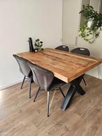 Mangohouten Eettafel met stalen onderstel, Huis en Inrichting, Tafels | Eettafels, Ophalen, 100 tot 150 cm, Zo goed als nieuw