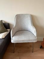 Grijze Stoffen Stoel met Metalen Poten, Ophalen, Zo goed als nieuw, Metaal, Eén