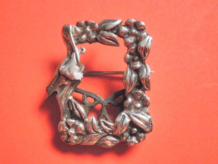 Mooie Zilveren Broche waar foto in gedaan kan worden, Sieraden, Tassen en Uiterlijk, Antieke sieraden, Broche, Zilver, Verzenden