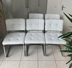 5x Zuiver Ridge Rib Leer Wit Buisframe Eetkamerstoelen |ZGAN, Huis en Inrichting, Stoelen, Ophalen, Bauhaus, Wit, Zo goed als nieuw