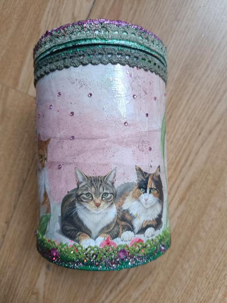 Katten - Deco/opberg blik, Huis en Inrichting, Woonaccessoires | Overige, Ophalen of Verzenden