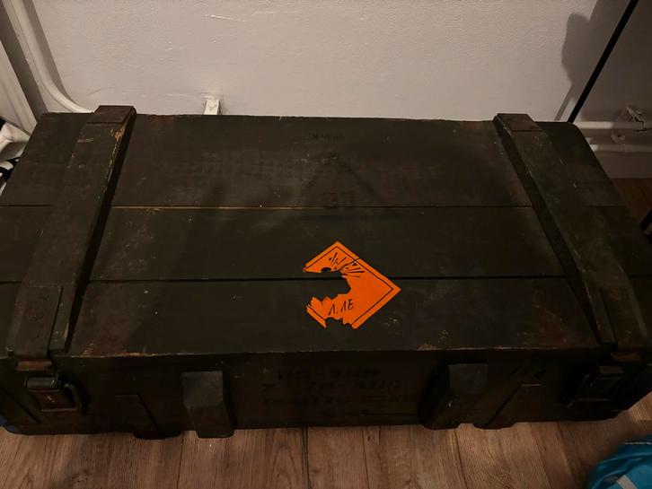 Grote Houten Munitiekist (legerkist), Antiek en Kunst, Antiek | Overige Antiek, Ophalen