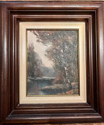 Olieverfschilderij Herfstbos G. v.d. Linden beschikbaar voor biedingen