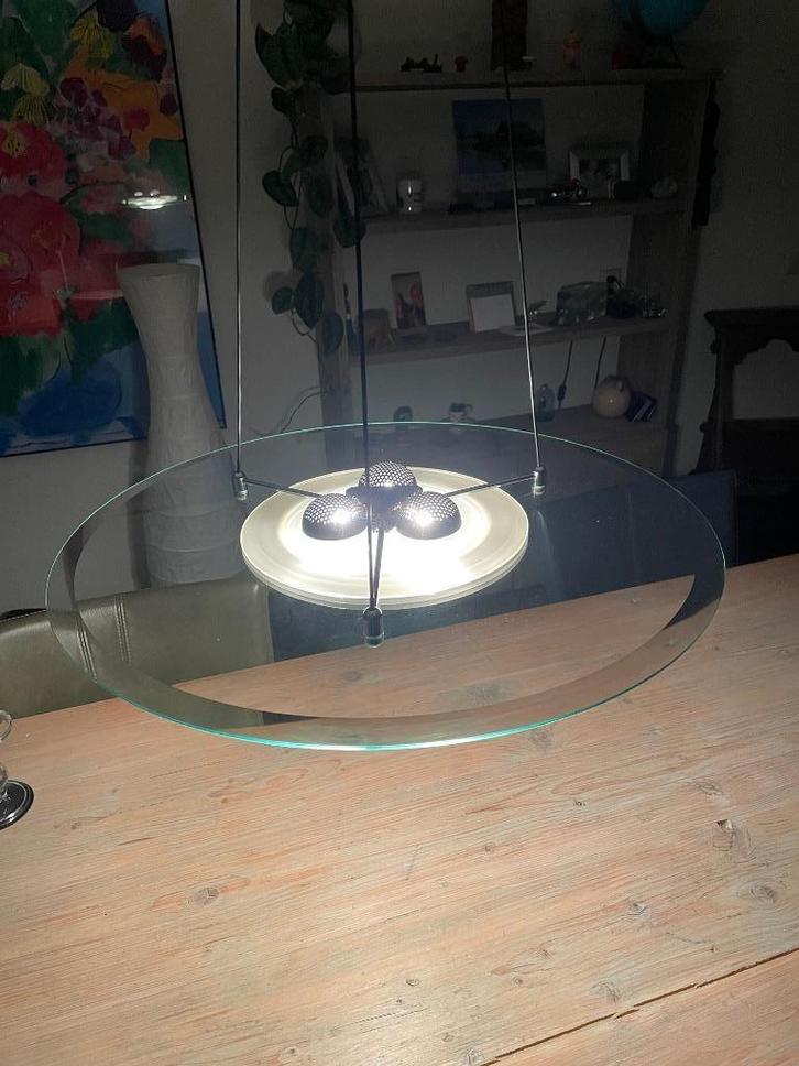 Glzen design hanglamp, Huis en Inrichting, Lampen | Hanglampen, Zo goed als nieuw, 50 tot 75 cm, Glas, Ophalen