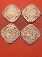 8 vierkante stuivers 1914-1943, Postzegels en Munten, Munten | Nederland, Ophalen, Koningin Wilhelmina, 5 cent, Setje