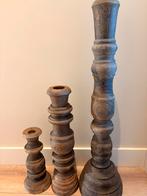 Aura peeperkorn kandelaars landelinke hoffz stijl, Huis en Inrichting, Ophalen of Verzenden, Zo goed als nieuw, Hout, Minder dan 25 cm