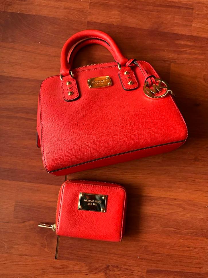 Michael Kors Handtas met Portemonnee - Oranje, Sieraden, Tassen en Uiterlijk, Tassen | Damestassen, Zo goed als nieuw, Handtas