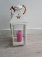 Mooie witte metalen windlicht/lantaarn!, 25 tot 50 cm, Wit, Ophalen of Verzenden, Zo goed als nieuw