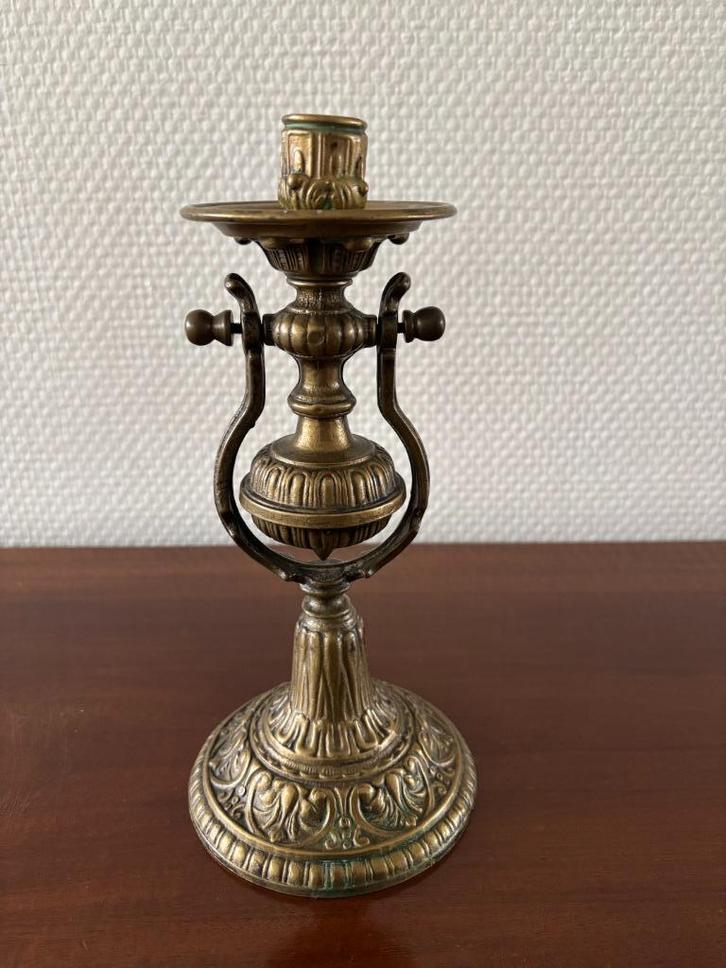 Vintage scheepskandelaar / cardanische kandelaar koper., Antiek en Kunst, Antiek | Kandelaars, Koper of Brons, Ophalen of Verzenden