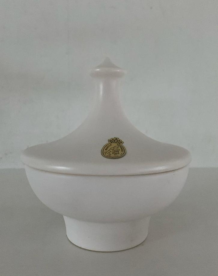 Vintage Modica plateel dekselpot bonbonniere cremewit, Antiek en Kunst, Antiek | Keramiek en Aardewerk, Verzenden