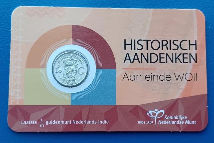 Nederlands-Indië 1/10 gulden 1939-1945 - 1945 P  (coincard), Postzegels en Munten, Munten | Nederland, 10 cent, Koningin Wilhelmina