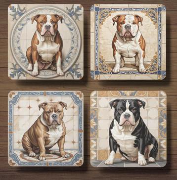 American Bully Italiaans tegeltje onderzetters met houder beschikbaar voor biedingen