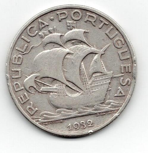 24-396 Portugal 10 escudo 1932, Postzegels en Munten, Munten | Europa | Niet-Euromunten, Losse munt, Overige landen, Zilver, Verzenden