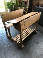 Antieke Schoolbank met Opklapbaar Tafelblad en Opbergruimte, Antiek en Kunst, Antiek | Meubels | Tafels, Ophalen of Verzenden