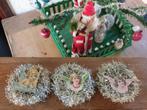 3 oude kersthangers tinsel met dubbelzijdige engel, Gebruikt, Ophalen of Verzenden