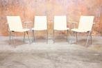ZGAN! 4 gebroken witte leren Leolux Natello design stoelen, Huis en Inrichting, Stoelen, Leolux, Leolux, Wit, Design