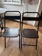 Retro vintage metalen klapstoelen, Huis en Inrichting, Stoelen, Ophalen, Twee, Overige kleuren, Metaal