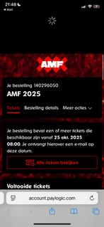 AMF ADE tickets 2 stuks 25 oct, Tickets en Kaartjes, Twee personen