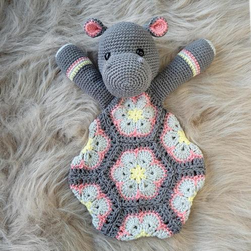 Gehaakte nijlpaard knuffeldoekje knuffel, Kinderen en Baby's, Kraamcadeaus en Geboorteborden, Nieuw, Kraamcadeau, Ophalen of Verzenden