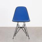 Eames DSR stoel antraciet fiberglass kuip en blauwe hopsak s, Huis en Inrichting, Stoelen, Ophalen, Metaal, Gebruikt, Blauw