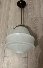 Art Deco schoollamp met wit opaline glas, Huis en Inrichting, Ophalen, Gebruikt, Glas, Minder dan 50 cm
