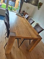 Eetkamer set. Massief eiken tafel en 6 stoelen., Ophalen, 6 tot 8 stoelen