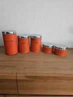 Mooie set van vijf oude voorraadbussen, Antiek en Kunst, Antiek | Emaille, Ophalen of Verzenden