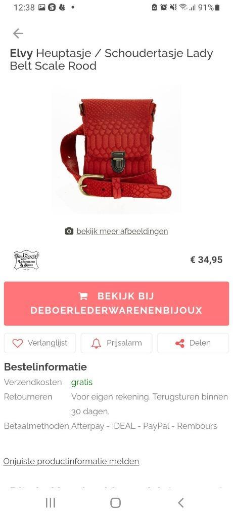 Echt leren rode tasje, elvy, 15 euro, riem 5 euro, ook nieuw, Sieraden, Tassen en Uiterlijk, Tassen | Schoudertassen, Nieuw, Overige merken