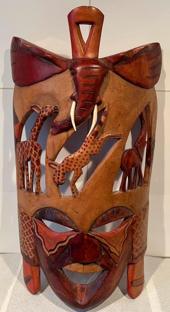 Handgesneden houten dieren masker Masai Kenia., Antiek en Kunst, Kunst | Niet-Westerse kunst, Ophalen of Verzenden