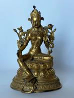 Groene Tara Nepal, Tibet brons verguld Boeddha, Antiek en Kunst, Kunst | Niet-Westerse kunst, Ophalen of Verzenden