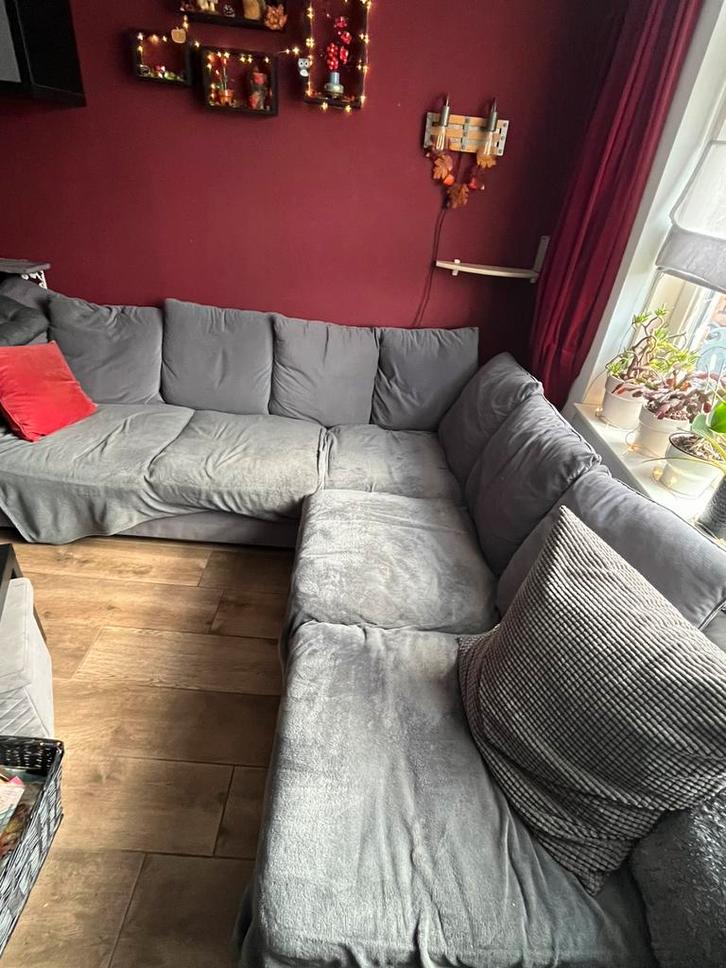 Bankhoes ikea Gronlid, kleur: fluweel grijs, vijf delen, Huis en Inrichting, Banken | Bankstellen, Nieuw, Hoekbank, Vierpersoons of meer