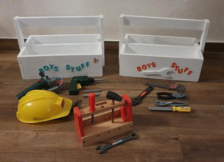 (Grote) gereedschapskisten met gereedschap, Kinderen en Baby's, Speelgoed | Educatief en Creatief, Zo goed als nieuw, Bouwen, Ophalen of Verzenden