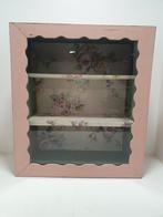 Brocante Vitrinekastje Roze met Bloemen, Ophalen, Gebruikt, Onbekend, Onbekend
